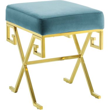 Twist Performance Velvet Bench In Sea Blue