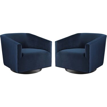 Twist Swivel Chair Performance Velvet Set of 2 In Midnight Blue