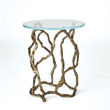 Twistwood Accent Table In Antique Brass