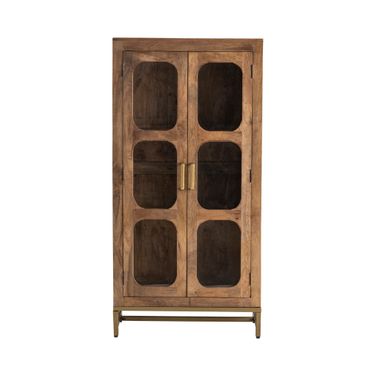 Two-Door Curio Cabinet In Brown and Gold