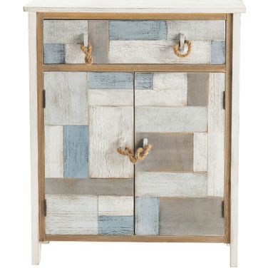 Two-Door One-Drawer Cabinet In Blue and White