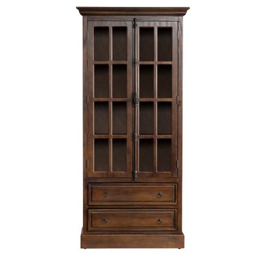 Two-Door Two-Drawer Curio Cabinet In Brown