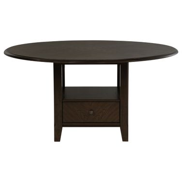 Twyla 60 Inch Round Dining Table with Drawer In Dark Cocoa