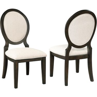Twyla Upholstered Oval Back Dining Side Chairs Cream and Dark Cocoa Set of 2