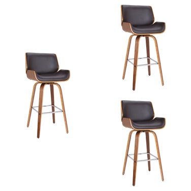 Tyler 26 Inch Counter Height Swivel Bar Stool Set of 3 In Brown and Walnut