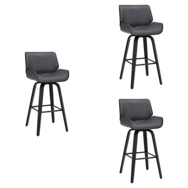 Tyler 26 Inch Counter Height Swivel Bar Stool Set of 3 In Gray and Black