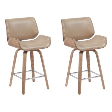 Tyler Counter Height Swivel Bar Stool Set of 2 In White Wash and Vintage Brown