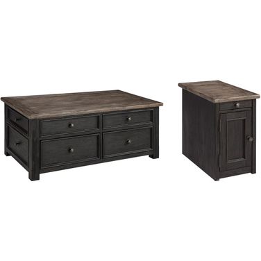 Tyler Creek Brown and Black Lift Top Occasional Table Set
