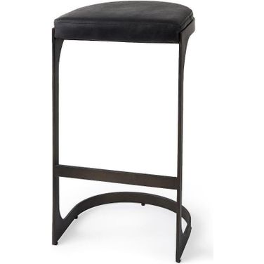 Tyson Black Leather With Metal Frame Bar Stool