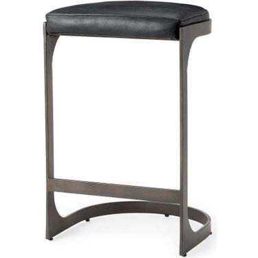 Tyson Black Leather With Metal Frame Counter Stool