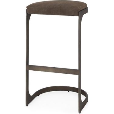 Tyson Brown And Gray Suede With Metal Frame Bar Stool