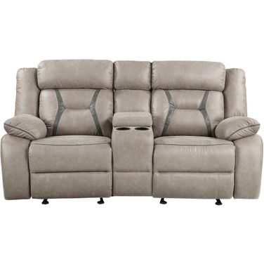Tyson Reclining Glider Console Loveseat In Light Brown