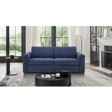 U0211 Pull Out Sofa Bed with LED Acrylic Shelves and Speakers In Navy