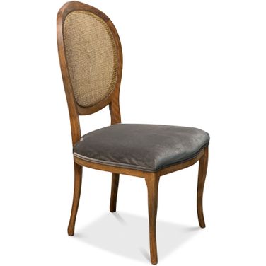 U093 07F12 Driftwood Charcoal Oval Cane Back Side Chair Set Of 2
