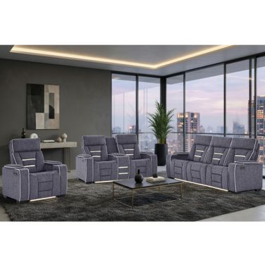 U1895 Power Reclining Living Room Set with IS and LED In Dark Grey