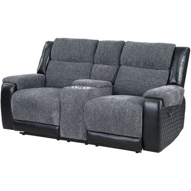 U5914 Console Reclining Loveseat In Gray and Black