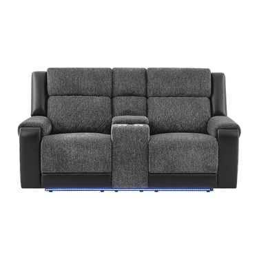U5915 Console Reclining Loveseat with Immersive Sound and LED In Black and Grey
