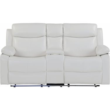 U6026 Blanche Console Reclining Loveseat with LED and Speaker In White
