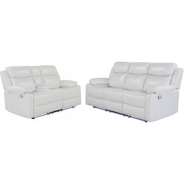 U6026 Blanche Reclining Living Room Set In White