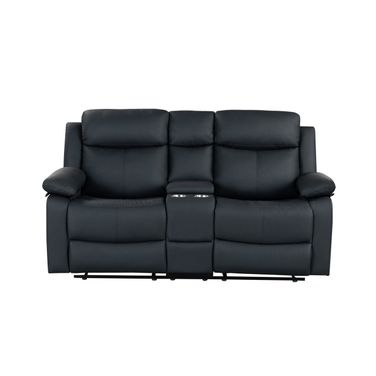 U6026 PU Console Reclining Loveseat with LED and Speaker In Black