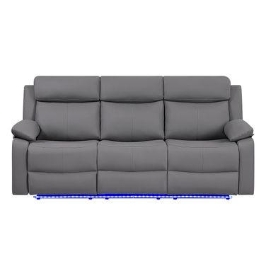 U6026 PU Reclining Sofa with LED In Grey
