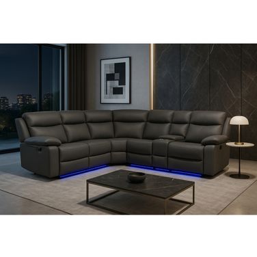 U6026 PU Right Side Facing Sectional with LED and Speaker In Grey