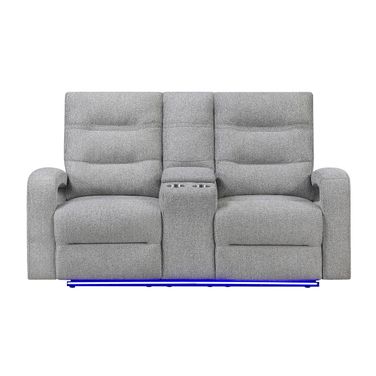 U6611 Power Console Reclining Loveseat with LED In Dark Grey