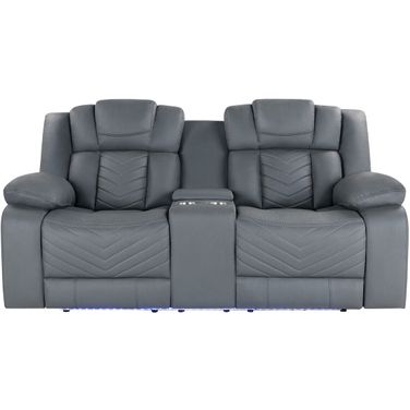 U7068 Power Console Reclining Loveseat with LED In Grey