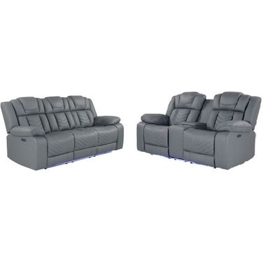 U7068 Power Reclining Living Room Set In Grey