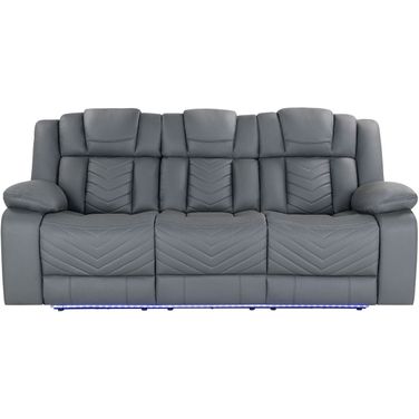 U7068 Power Reclining Sofa with Drop Down Table, Wireless Charger and LED In Grey