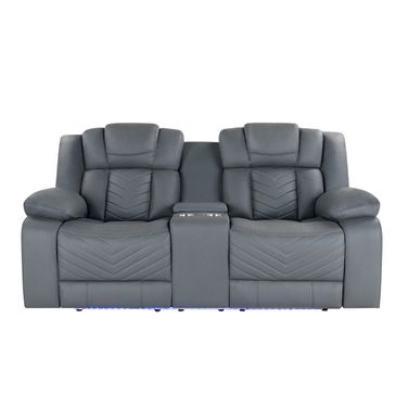 U7069 Power Console Reclining Loveseat with LED and Immersive Sound In Grey