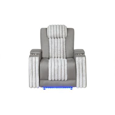 U8000 Power Recliner with Power Headrest and LED Light In Grey