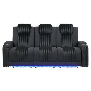 U8000 Power Reclining Sofa with Reading Light and LED Light In Black