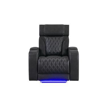 U8611 Blanche Power Recliner with Power Headrest and LED In Charcoal