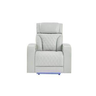 U8611 Blanche Power Recliner with Power Headrest and LED In Silver