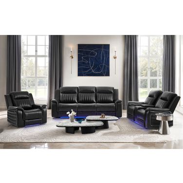 U8879 Blanche Power Reclining Living Room Set with LED and Global Surround System In Charcoal