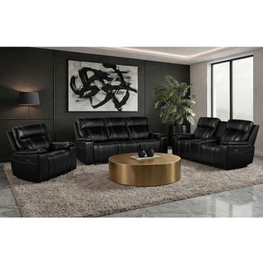 U8880 Leather Power Reclining Living Room Set In Black