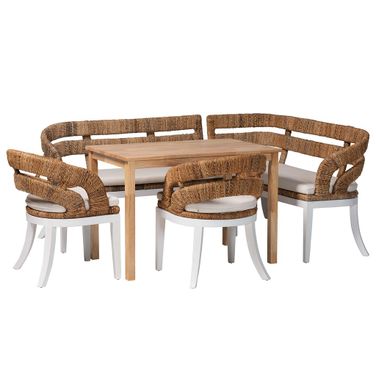 Ubud Seagrass 5 Piece Dining Nook Set In Natural Brown