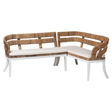 Ubud Seagrass Dining Nook Bench Set In Natural Brown