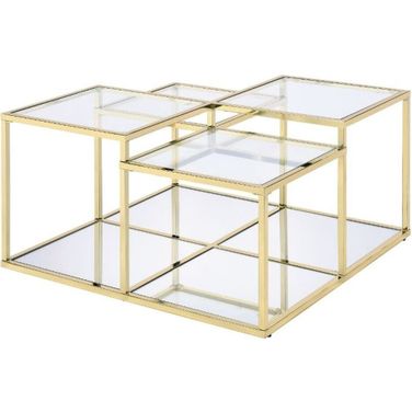 Uchenna Coffee Table In Clear Glass And Gold