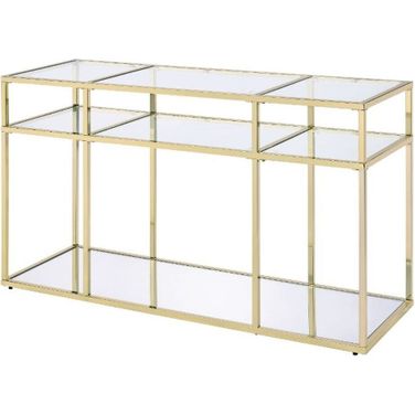 Uchenna Sofa Table In Clear Glass And Gold