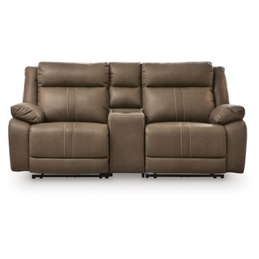 Ultra-Max 3-Piece Power Reclining Sectional Loveseat with Audio Console In Biscotti