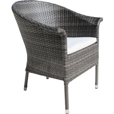 Ultra Stackable Woven Armchair with Cushion In Gray