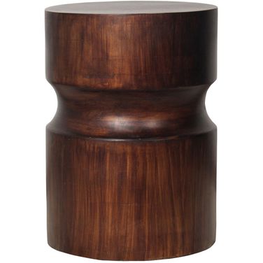 Ulyss Handmade Solid Mango Wood Drum Side End Table In Brown