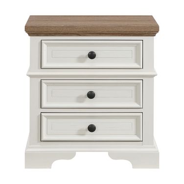 Ulysses Youth 3-Drawer Nightstand In Off White and Brown