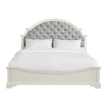Ulysses Youth King Upholstered Bed In Light Grey and Off White