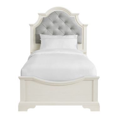 Ulysses Youth Twin Upholstered Bed In Light Grey and Off White