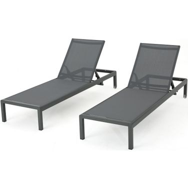 Unison Outdoor Mesh Chaise Lounge with Rust-Resistant Aluminum Frame Set of 2 In Grey