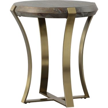 Unite Leg Wood Side Table In Brass