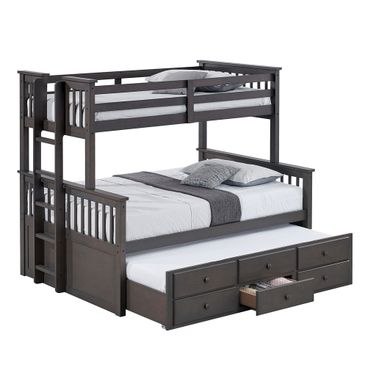 University Twin Over Full Bunk Bed In Stain Gray
